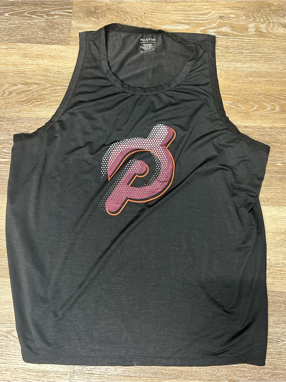 Peloton Logo Womens Sleeveless Tank Top LARGE Active Workout Training Black